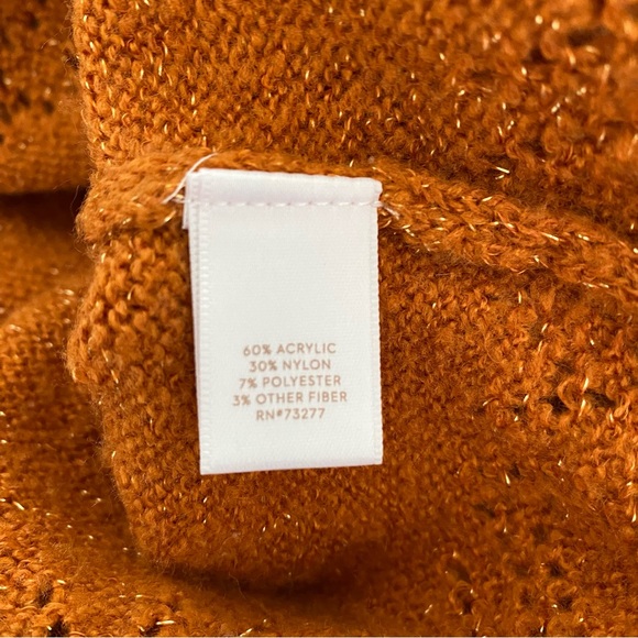 Lauren Conrad orange sweater balloon ruffle sleeve open knit pattern - Picture 9 of 10